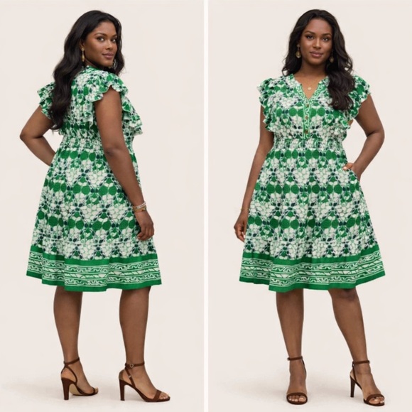 BloomChic Green White  Gray Dress - Picture 4 of 4